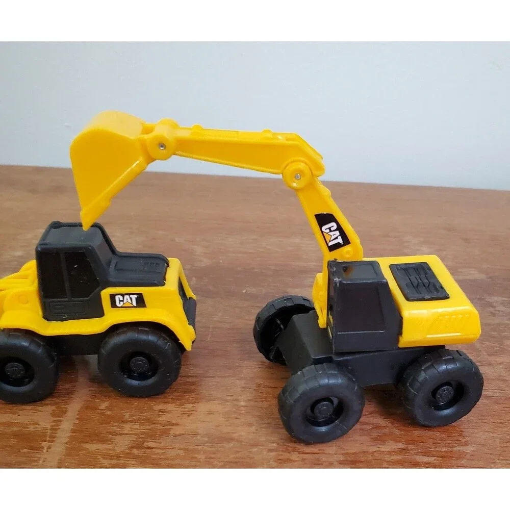 CAT Little Machines Toy Vehicle lot 4 Bulldoser Backhoe Digger Moving Parts 5